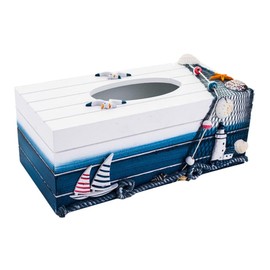 TOPBATHY Wooden Tissue Box Cosmetic Tissue Box Mediterranean Style Kleenex Box Maritime Table Decoration Tissue Box Cosmetic Tissue Dispenser Cosmetic Tissue Box Nautical Gifts for Home Office