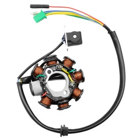 Saihisday Stator Gy6 Magneto Alternator Stator, 8 Coil 5 Wires Alternating Current Copper Ignition Stator for GY6 50cc 70cc 90cc 110cc 125cc 150cc Scooter Moped Atv Go Kart Dirt Buggy Engine Taotao