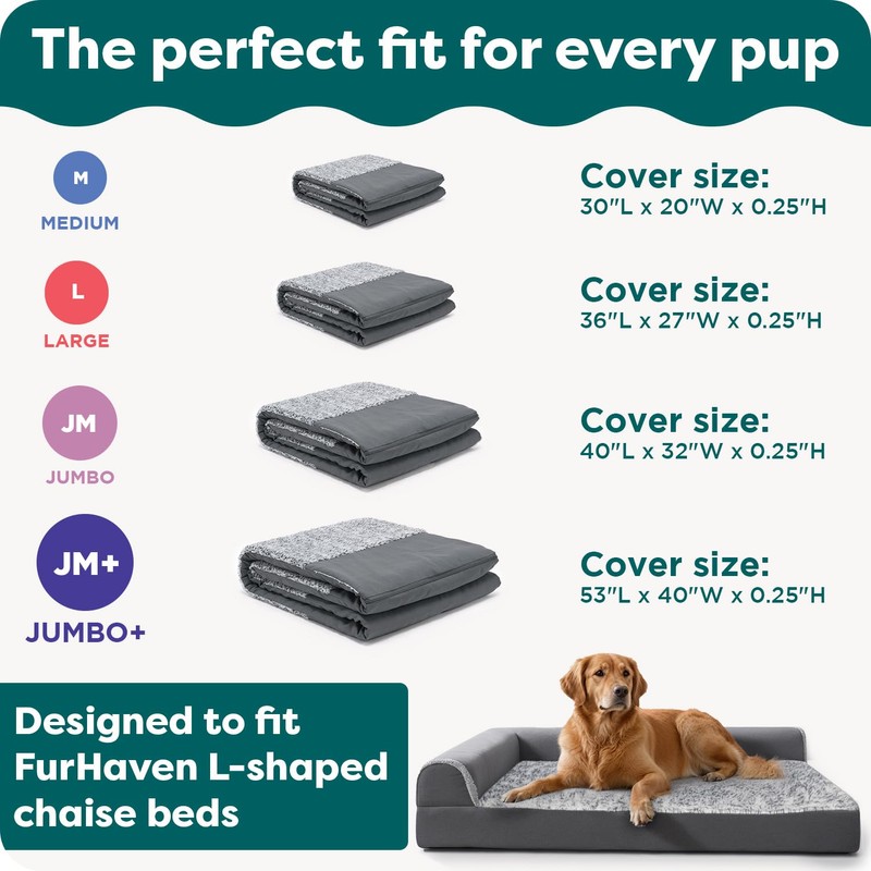 Furhaven Replacement Dog Bed Cover Two-Tone Faux Fur & Suede