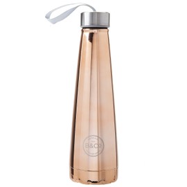 VFM - Rose Gold Conical Thermal Flask 450ml - Shiny Stainless Steel Travel Bottle with Twist Cap Lid for Hot & Cold Drinks - Outdoor Dining Collection