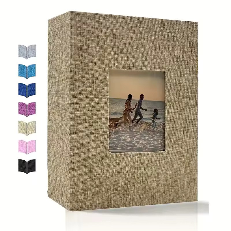 Linen 4x6 Photo Album with Cover Window, 200/300/600 Pockets