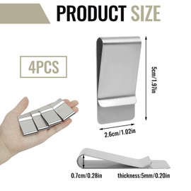 Nazaz 4pcs Money Clip, Stainless Steel Slim Money Clip Credit Card Holder, Cash Clip for Men and Women, One Size (Silver)