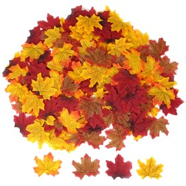 Honbay 200PCS 8cm/3.1inch Assorted Color Artificial Maple Leaves Fall Leaves for Weddings, Thanksgiving Day, Parties, Props, Crafts (B)