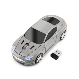 Aikchi Wireless Sports Car Mouse, 3D Optical Mouse for Desktop Laptop PC Computer Mouse, LED Light 2.4GHz 1000DPI Mice for MD (Gray)