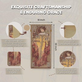 Charlotte Home Furnishings Inc. Mucha Autumn Belgian Tapestry Wall Hanging 39 x 18 Inch Viscose Cotton And Polyester Blend Wall Art Perfect For Home Decor And Wall Decor By Alphonse Mucha