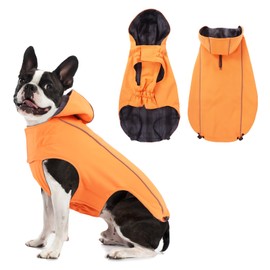 Vejaoo XZ015 Dog Raincoat, Waterproof, Reflective Rain Jacket with Hood for Dogs, Adjustable, Windproof Rain Jackets for Small, Medium, Large Dogs, Walking (Orange, S)