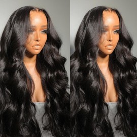 QD-Tizer Long Black Loose Curly Hair Wig for Women Glueless Synthetic Lace Front Wig Free Part Long Curly Wavy Hair Wig Pre Plucked Heat Resistant Wear And Go Lace Front Wig