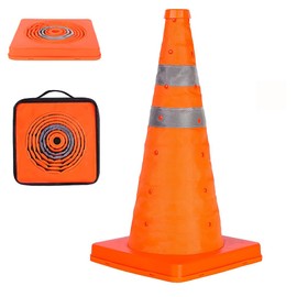 18'' inch Collapsible Traffic Safety Cones, 1 pcs Multi Purpose Pop-up Cones with Reflective Collar for Road Parking, Driving Practice