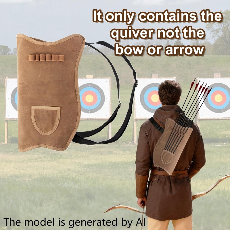 Archery Arrow Quiver with Slots, Adjustable Shoulder Strap, Only Quiver