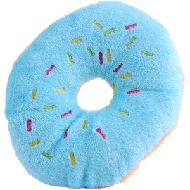 Jowxsx Blue Donut Shape Dog Toys,Plush Pet Toy Sprinkled Donut Dog Chew Toy,No Stuffing Squeaky Plush Dog Toy,Plush Animal Play Toys