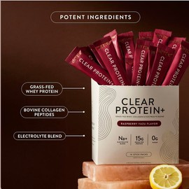 Arrae Clear Protein+ |  15g Grass Fed Whey, Collagen, & Electrolytes Protein | Rasberry Yuzu Flavor| 14 Stick Packs Edible Dietary Supplement Healthcare Fitness Muscle Optimum Fiber:_3 Boxes