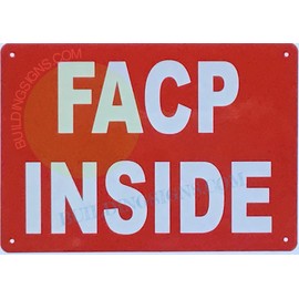 FIRE ALARM CONTROL PANEL INSIDE SIGN- FACP inside SIGN ( red, Reflective !!! ALUMINUM , 10X7)