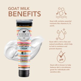 Dionis Goat Milk Skincare 3.3oz Sea Treasures Hand & Body Cream - Travel Size Hand Lotion For Hydrating & Moisturizing Dry Skin - Cruelty Free Cream Made In The USA - Paraben Free Formula