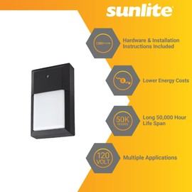 Sunlite 88119 8” LED Outdoor Wall Pack Light, Commercial & Residential Dusk to Dawn Photocell Wall Sconce, Adjustable 3 CCT 3000K-5000K, 12W, 850 Lumens, IP65, Exterior for Yards, Driveways & Porches