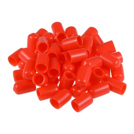 sourcing map 50pcs Rubber End Caps 10mm ID Vinyl Round Tube Bolt Cap Cover Screw Thread Protectors Red