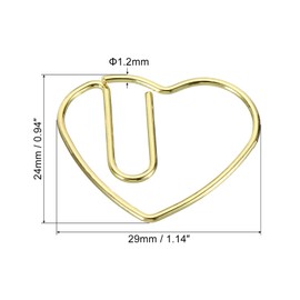MECCANIXITY Paper Clip Heart-Shaped Cute Decorative Fun Clips Bookmarks 1.1 Inch Gold Tone for Organize Office Home, Pack of 100
