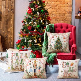 APROPHIC Nutcracker Christmas Cushion Cover, 45 x 45 cm, Christmas Decoration, Christmas Cushion Cover, Winter Bedroom, Sofa Decoration, Machine Washable
