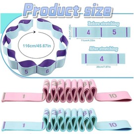 Liahelianx 2-Pack 10-Loop Elastic Stretch Bands- Adjustable Pilates Resistance Bands for Physical Therapy,Yoga,Pilates,Dance & Gymnastics - Portable Rehabilitation Equipment,Home Gym Essentials