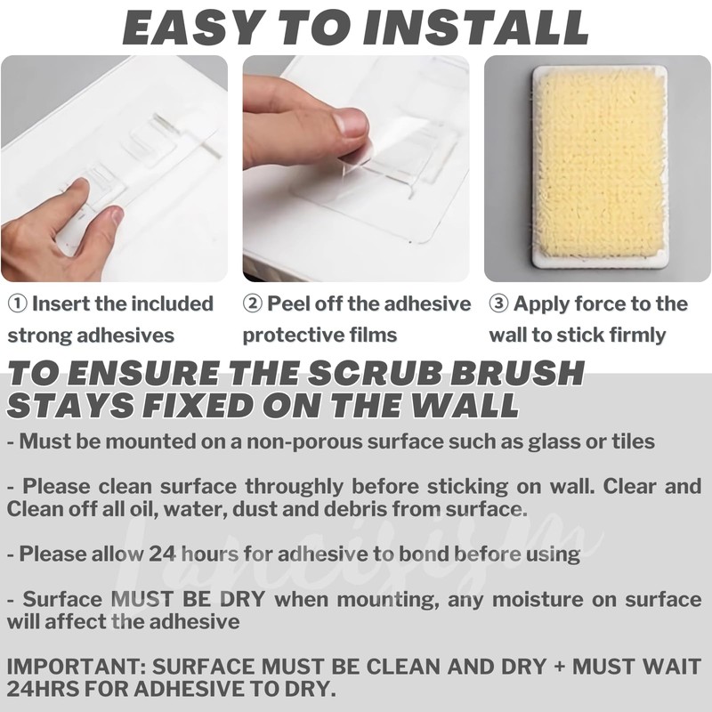 Wall Mounted Back Scrubber, Large Exfoliating Brush with Self Adhesive