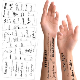 20Sheets Inspirational Words Tattoos Temporary Realistic, Waterproof Funny Temporary Tattoos Bulk, Inspirational Quotes Stick on Tattoos, Conscious Ink Fake Tattoos for Adults Party Favor - 200 Pcs