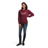 ARIAT Women's REAL Logo Script Cowl Neck Sweatshirt, Heather Zifandel