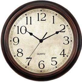 KECYET 12 Inch Wall Clocks Battery Operated Silent Non-Ticking Analog Wall Clock Vintage Retro Rustic Style Decorative for Living Room Kitchen Home Office(Bronze)