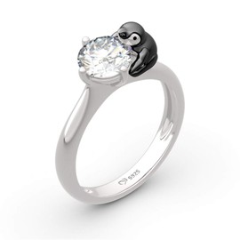 Jeulia "Keep Your Cool Penguin Round Cut Sterling Silver Ring Fashion Anniversary Promise Engagement Wedding Ring Set for Her with Gift Jewelry Box (6)