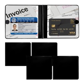 Ziciner 4PCS Car Registration and Insurance Holder, 5.2"× 4.7" Premium Auto Glove Box Organizer with Closure, Essential Vehicle Document Holder for Card, Driver License (Black)
