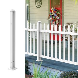 FLORALEAF Vinyl Picket Fence Panels 84" Wx36 H White Garden Decorative Temporary Fence Boarder for Backyard, Dogs Outside, Animal Barrier, Pools(20 Pickets,Straight)