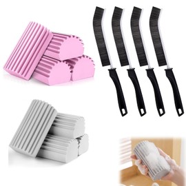 Lyyxjsltd 8PCS Magical Dust Cleaning Sponge,Damp Clean Duster Sponge for Blinds,Vents,Mirrors,Glass, Baseboards,Window Track Grooves and Railings with 4PCS Gap Cleaning Brushes