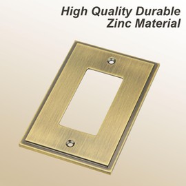 Henne Bery Soft Modern Decorative Wall Plate Switch Plate Outlet Cover (Single Decorator 3PK, Antique Brass)