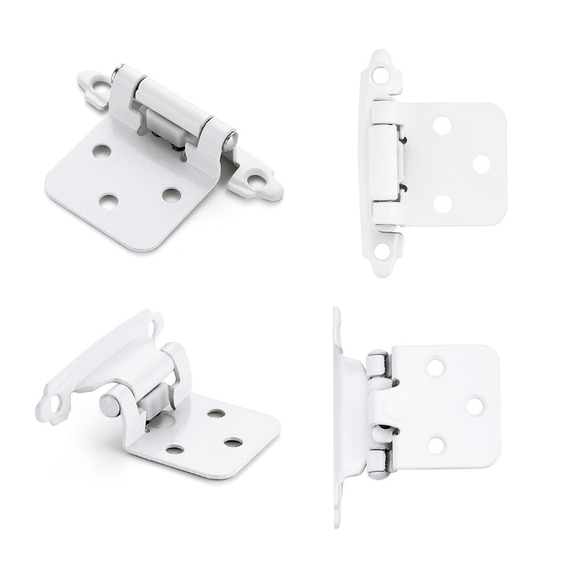 Home Expert 4 Pack (2 Pairs) White Cabinet Hinges for