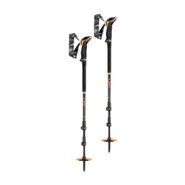 LEKI Sherpa Lite Aluminum Adjustable Lightweight Ski Poles for Backcountry Skiing & Snowboarding - Neonorange-Black-Denimblue - 100-135 cm