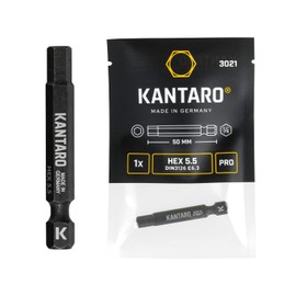 KANTARO 3021 Hexagonal Bit HEX 5.5 mm x 50 mm (Pack of 1) Made in Germany - Fence Bit for Hexagon Socket Fence Screws