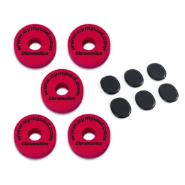 Cympad Chromatics cymbal felt set, 40 mm, 5 pieces, red with keepdrum fur damper pads