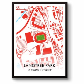 GroundDesigns ST HELENS SAINTS RFC Rugby League Gift LANGTREE PARK Stadium Art A3 Print TOTALLY WICKED