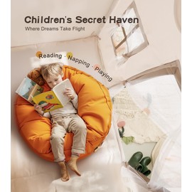 Little Dove Play Tent with Mat, Star Lights, Kids Playtent Indoor, Toddler Play Tent Large Outdoors for Kids Aged 3+, 52" x35" x 52", Toddler Teepee Play House with Windows