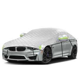 Kistrba Kistrba Hail Car Cover for Sedan 185-206 Inches Long, 4-Layer Thickened Cotton Fabric Cover Protector, Custom Fit Folding Sun Shade Protection Blocker Windshield Cover