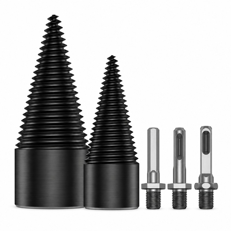 2PC Firewood Log Splitter Drill Bit, 32/42mm High-Carbon Steel Wood