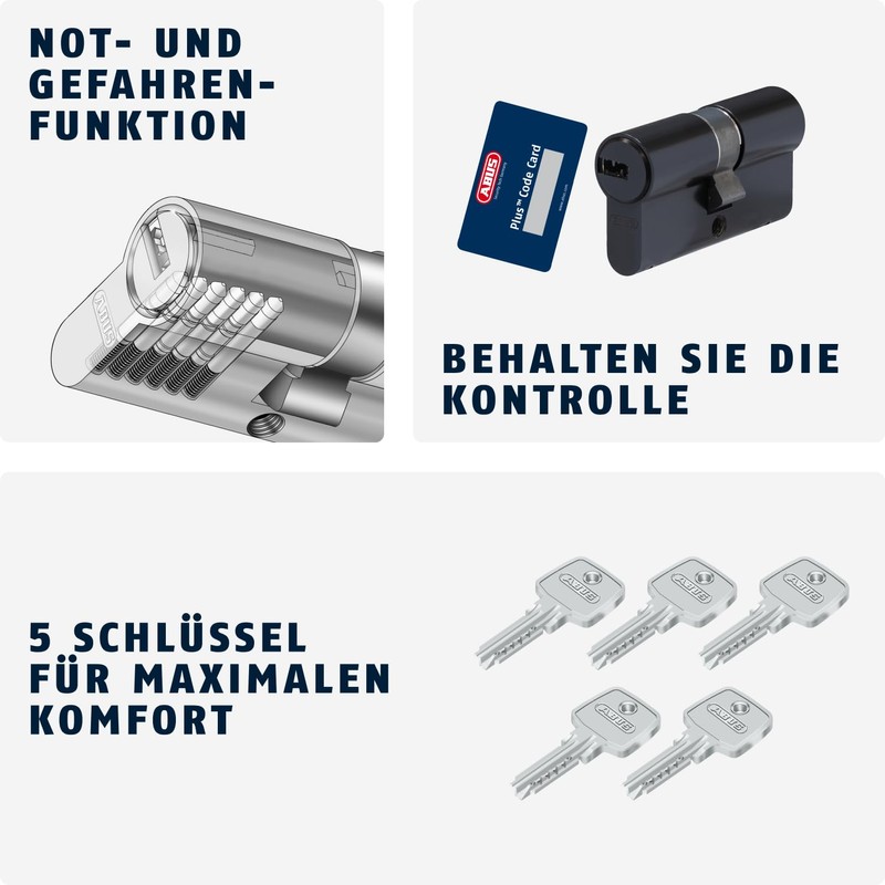 ABUS Profile Cylinder D6XBL 40/40 with Code Card and 5