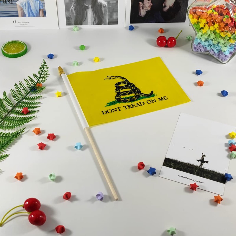 QQSD Dont Tread on Me Gadsden Small Flag Stick Mini