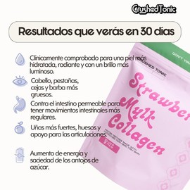 Fresa Malteada Marine Collagen – Strawberry-Flavored Collagen for Skin, Hair & Nails – 225g, Gluten-Free, GMO-Free, Health & Beauty Supplement