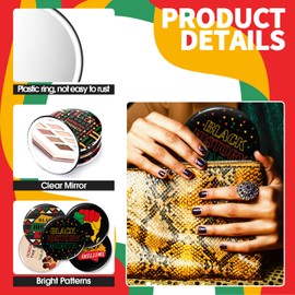 Geetery 60 Pcs Black History Month Compact Mirrors Gifts Bulk Portable Mini Pocket Mirror for Purse Travel Makeup Hand Mirror African American Independence Day Freedom Juneteenth Party Supplies