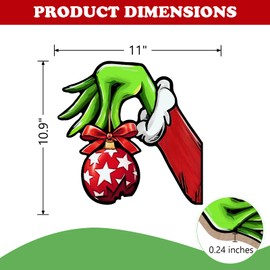 YMCAFZ Christmas Green Front Door Sign, Xmas Ball Wooden Hanger Outdoor Outside Porch Decor, Funny Winter Holiday Wood Wreath Indoor Wall Hanging Decoration