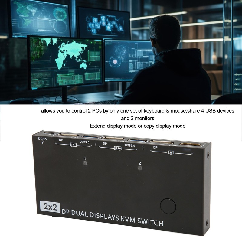 DisplayPort KVM Switch 2 In 2 Out 8K 30Hz 4