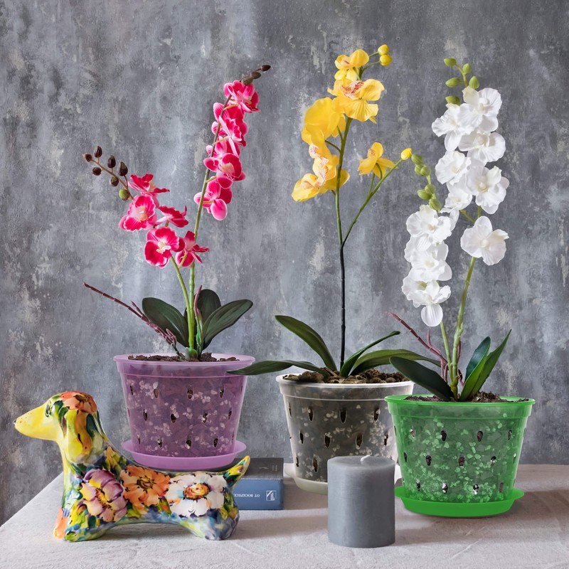 Lanccona Orchid Pot, 7 Inch 8 Pack Orchid Pots with