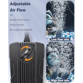 Pawfly 50 GPH Aquarium Air Pump for 10-60 Gallon Fish Tanks Dual Outlet Adjustable Ultra Quiet Aerator Pump with Airline Tubing, Air Stones Connectors, Check Valves and Nano Bio Sponge Filter