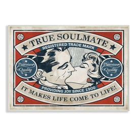 Stupell Industries True Soulmate Vintage Comic Book, Design by Artist Ester Kay Art, 13 x 0.5 x 19, Wall Plaque