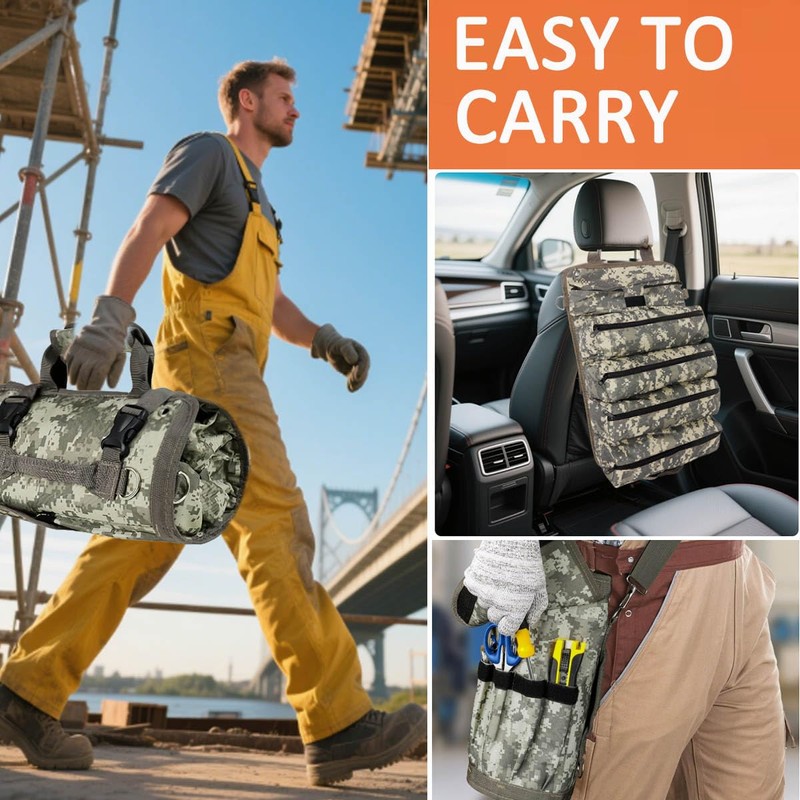 Tool Bag Roll Up, Heavy Duty Rolled Empty Tool Storage