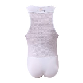 TESOON Body deportivo de malla para hombre, leotardo de lucha última intervensión, Blanco, Large